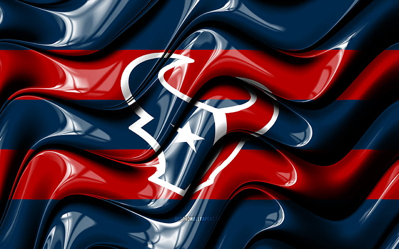 Houston Texans flag blue and red 3D waves, NFL, american football team, Houston Texans logo, american football, Houston Texans, HD wallpaper