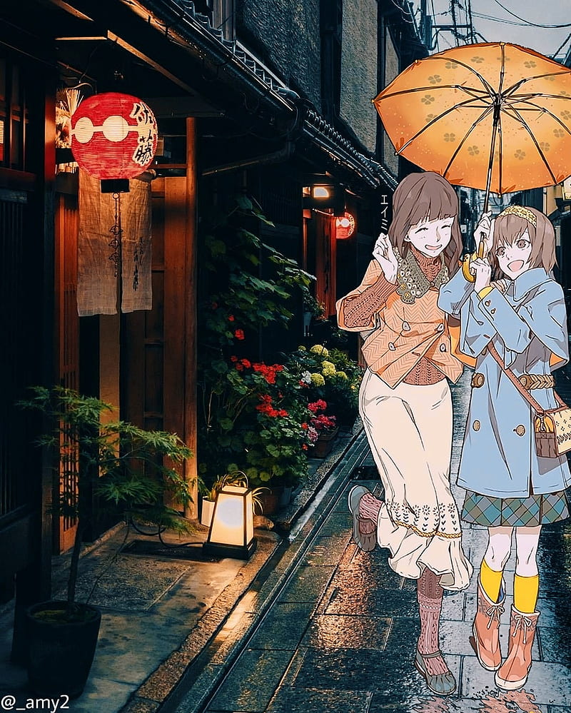 Día lluvioso, anime, editar, japón, calle japón, manga, lluvia, necrófago  de tokio, Fondo de pantalla de teléfono HD | Peakpx