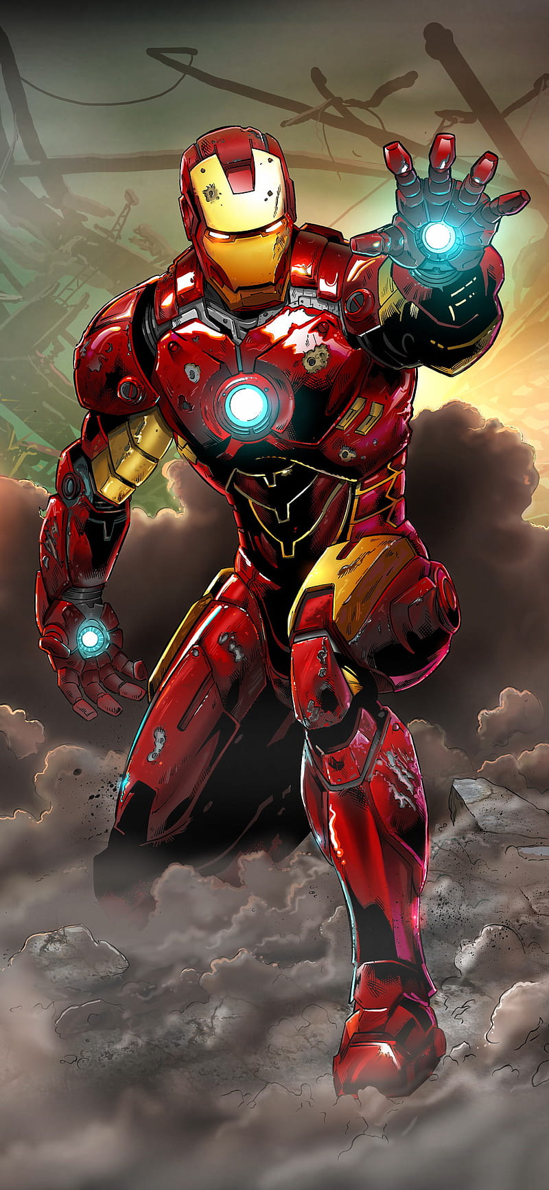 Iron Man, desenho, art, painting, colors, landscape, awesome, stylish, attractive, admirable, HD phone wallpaper