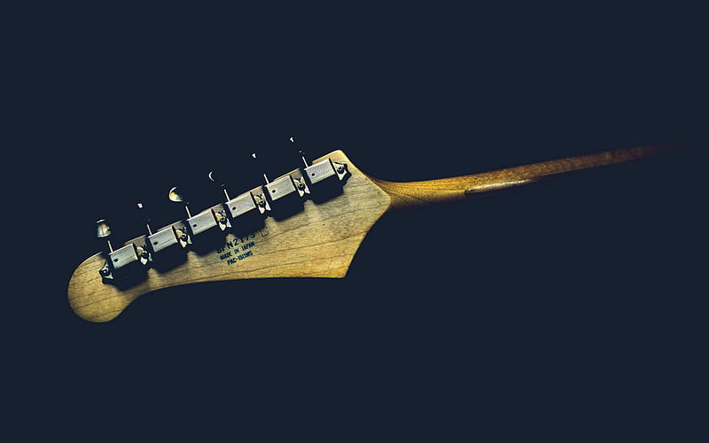 guitar neck, black background, guitar, playing guitar concepts, wooden guitar, HD wallpaper