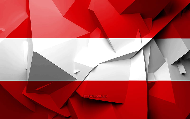 Flag of Austria, geometric art, European countries, Austrian flag, creative, Austria, Europe, Austria 3D flag, national symbols, HD wallpaper