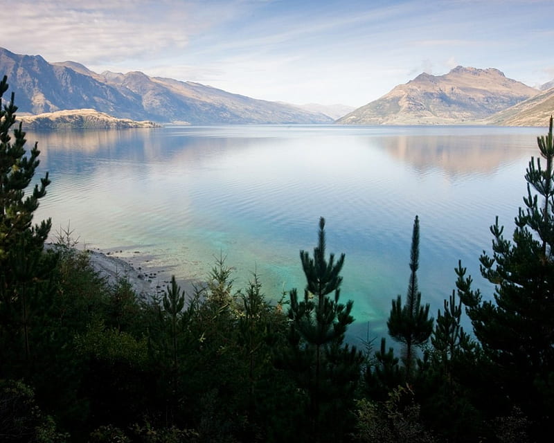 LAGO TRANQUILO, arvores, nature, lago, blue, HD wallpaper