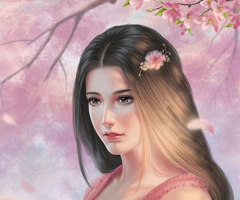 Princess, luminos, crystalrain272, girl, face, spring, pink, frumusete, crystalrain, flower, HD wallpaper