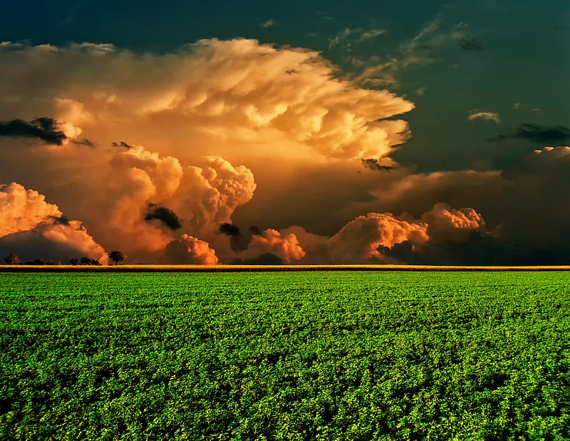 Orange Storm Clouds, HD wallpaper