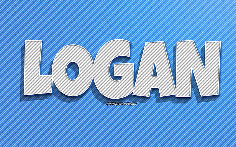 Logan, blue lines background, with names, Logan name, male names, Logan greeting card, line art, with Logan name, HD wallpaper