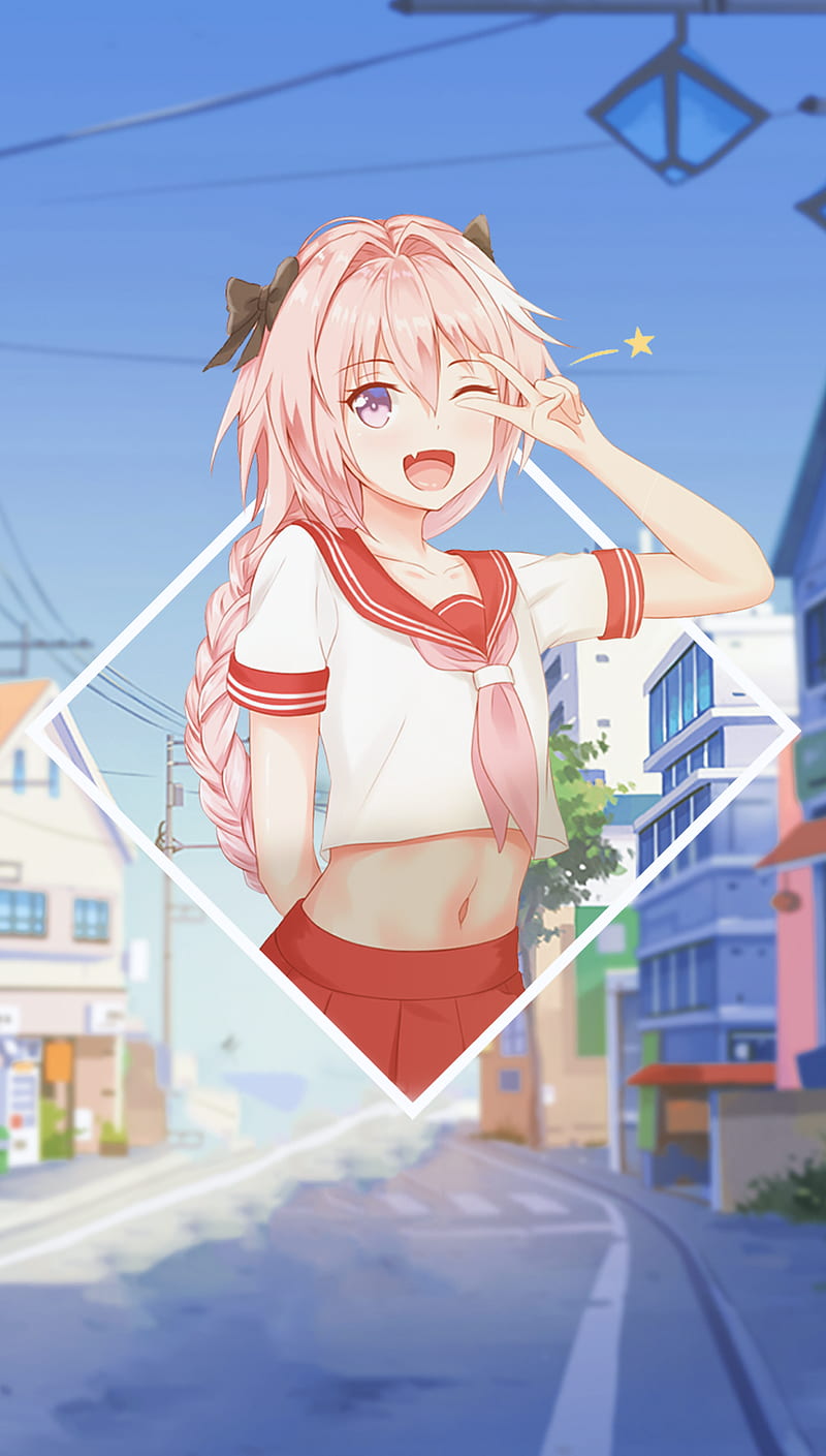 anime, -in-, pigtails, school uniform, HD phone wallpaper