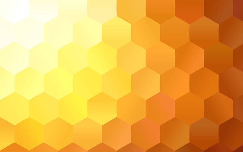 yellow hexagons hexagons 3D texture, honeycomb, hexagons patterns, hexagons textures, 3D textures, yellow backgrounds, HD wallpaper
