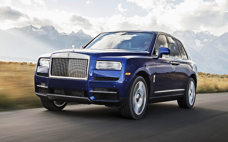 Rolls-Royce Cullinan, road, 2018 cars, blue Cullinan, luxury cars, SUVs, Rolls-Royce, HD wallpaper