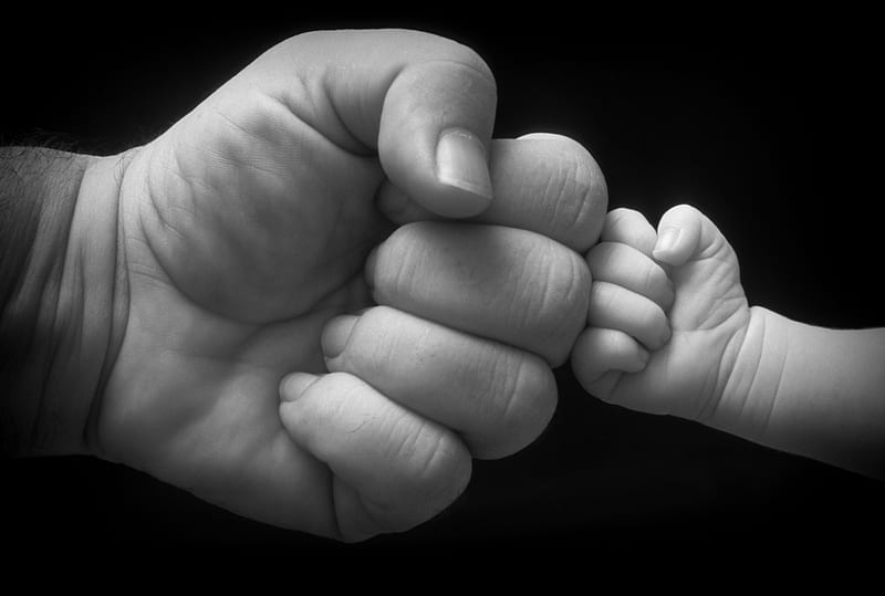 The Two of Us, touch, creative, father, fist, hands, message, clenched, affection, child, HD wallpaper