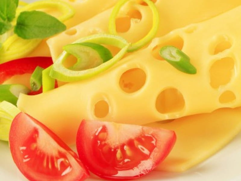 Cheese, yellow, tomato, food, HD wallpaper