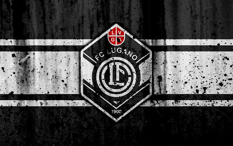 Download wallpapers FC Lugano, 4k, silk texture, logo, swiss football club,  black and white flag, emblem, Swiss Super League, Lugano, Switzerland,  football for …