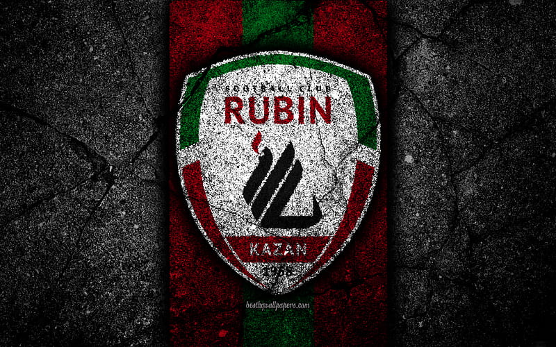 Rubin Kazan FC logo, Russian Premier League, black stone, football club, Russia, Rubin Kazan, asphalt texture, soccer, football, FC Rubin Kazan, HD wallpaper