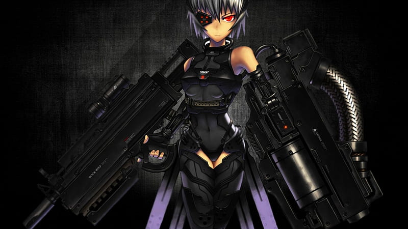dark anime girl with weapons