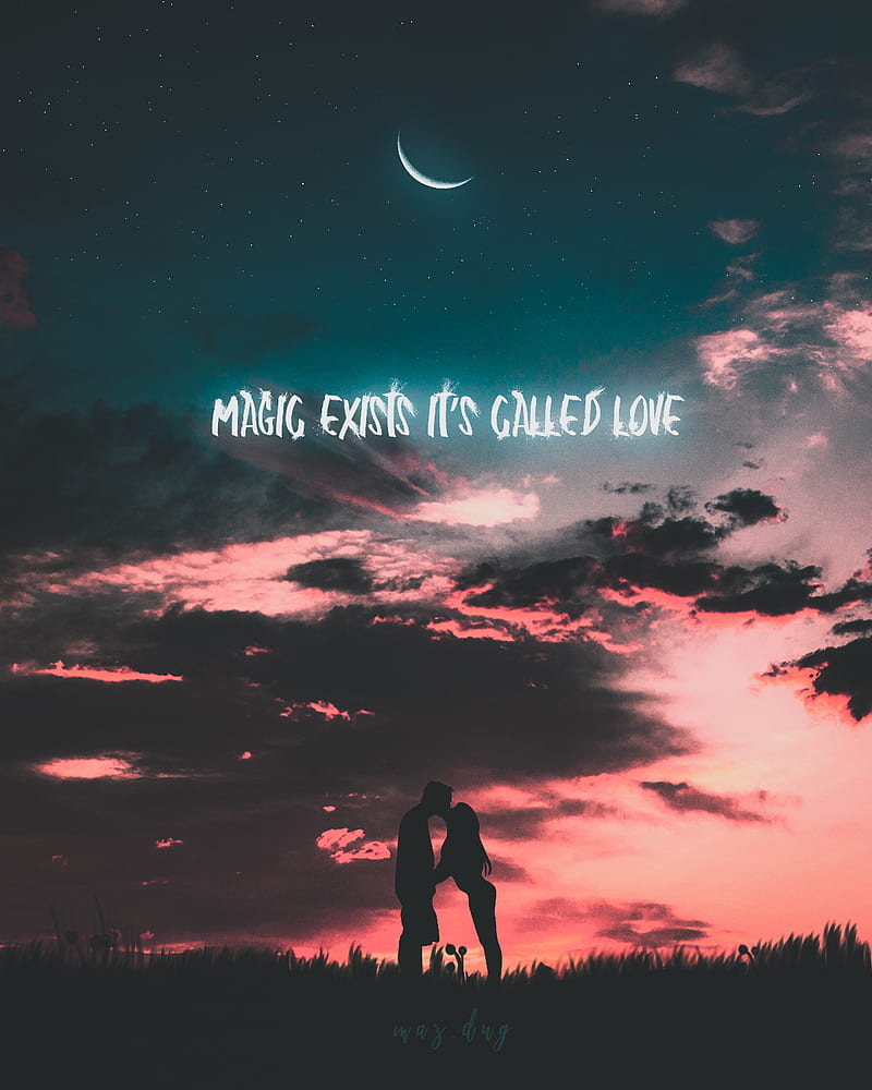 Couple Silhouette, clouds, couple, evening, kiss, love, quotes ...