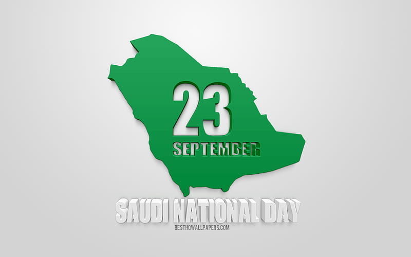 Saudi National Day, 23 September, National holiday, Saudi Arabia, 3d map silhouette Saudi Arabia, HD wallpaper