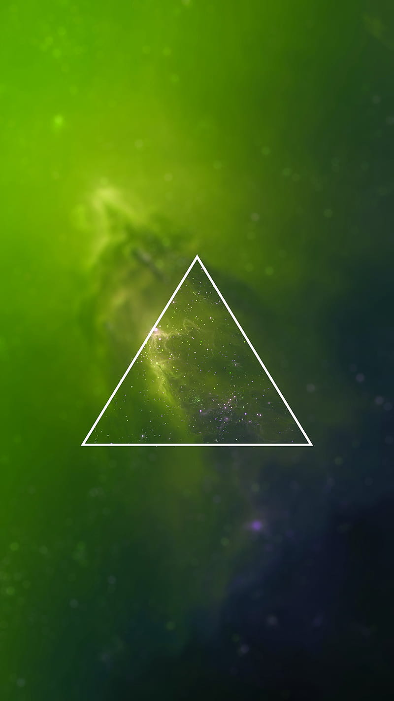 Galaxy, blue, dreieck, green, nature, neon, stars, universum, white, HD phone wallpaper