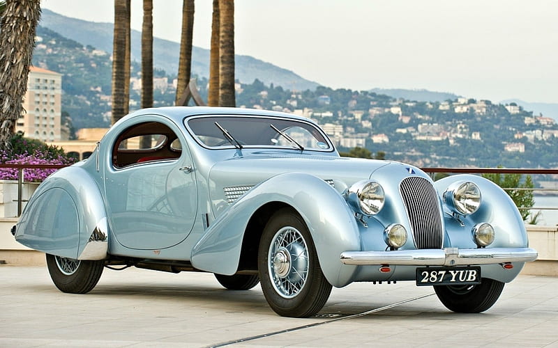 Vintage Talbot Lago Bugatti, carros, bugatti, blue, talbot, HD wallpaper