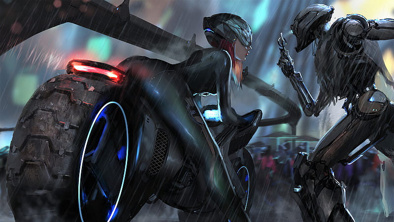 Cyberpunk Biker Girl Scifi HD Wallpaper 