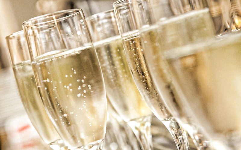 champagne, glass glasses, background with champagne, drinks, champagne in glasses, HD wallpaper