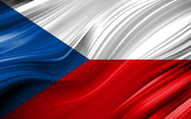 Czech flag, European countries, 3D waves, Flag of Czech Republic, national symbols, Czech Republic 3D flag, art, Europe, Czech Republic, HD wallpaper