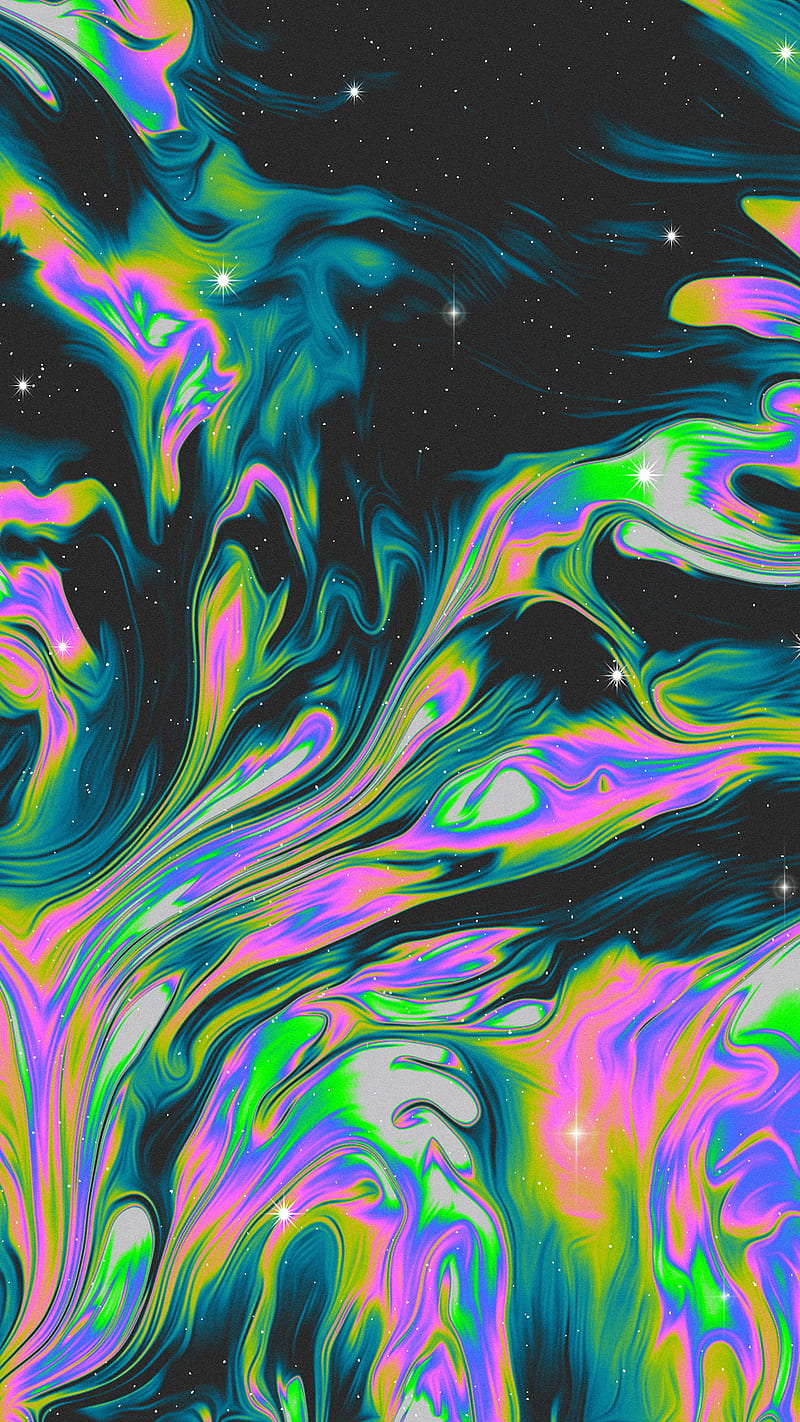 Drooling, abstract, acid, astrology, dream, feelings, green, holographic, iridescent, mood, nature, neon, paint, psicodelia, rainbow, rave, sky, space, stars, trippy, vaporwave, HD phone wallpaper