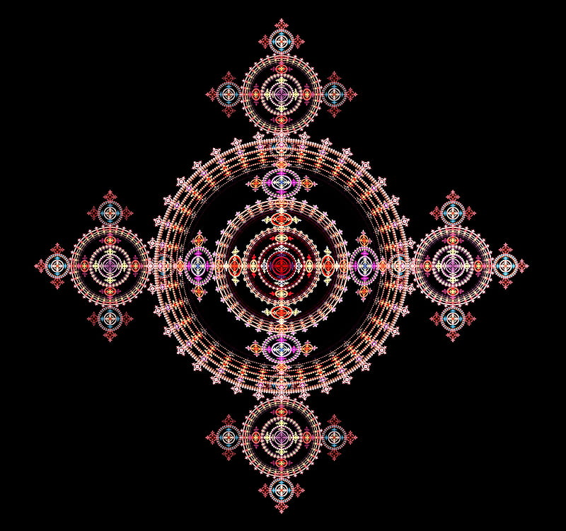 fractal, pattern, symmetry, circles, abstraction, HD wallpaper