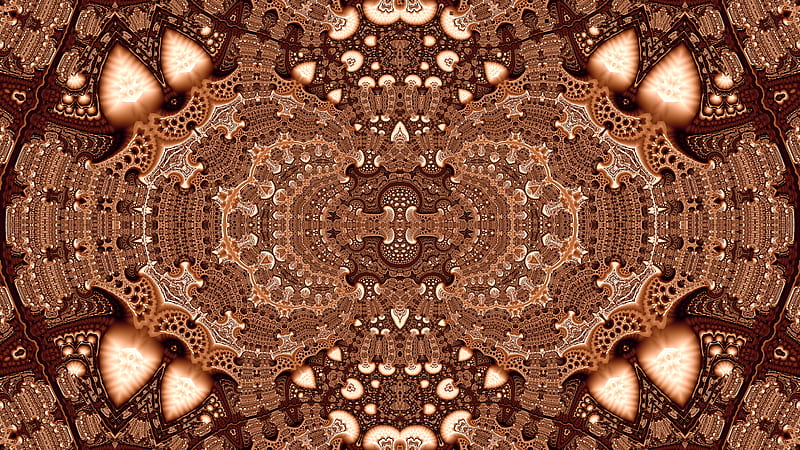 fractal, pattern, abstraction, brown, HD wallpaper