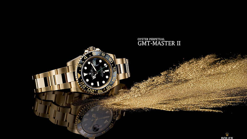 Gold Oyster Perpetual GMT Master II Rolex Watch Rolex, HD wallpaper