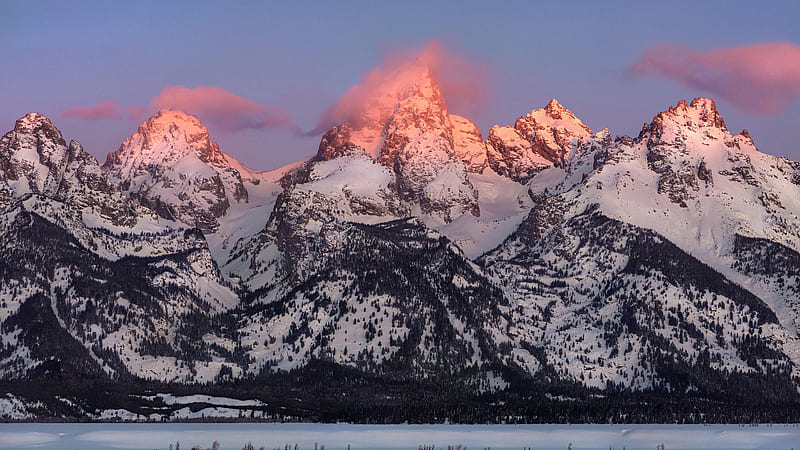 Snowed Covered Mountain In Grand Teton Alpenglow Nature, HD wallpaper