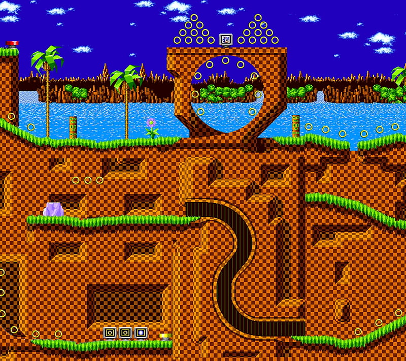 8-bit Green Hill Zone Phone/Tablet Wallpaper • GamePhD