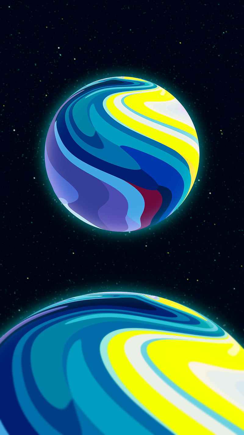 Planet 324, Planet , Planets, blue, colors, cyan, space, stars, universe, yellow, HD phone wallpaper