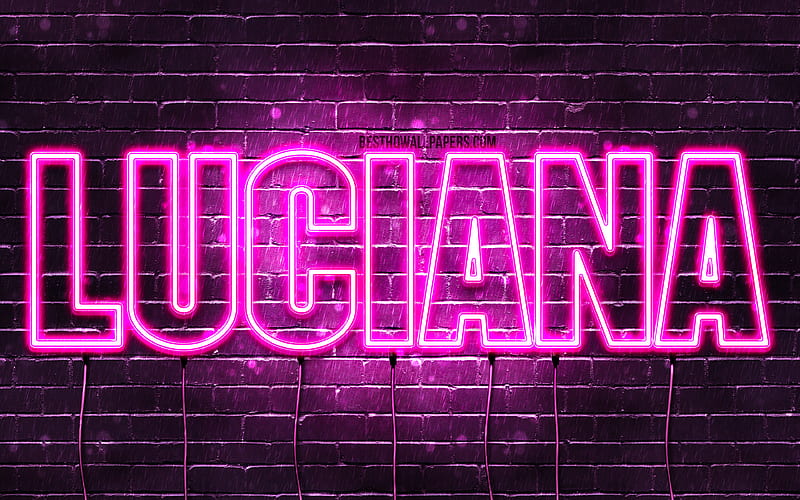 Luciana with names, female names, Luciana name, purple neon lights, horizontal text, with Luciana name, HD wallpaper
