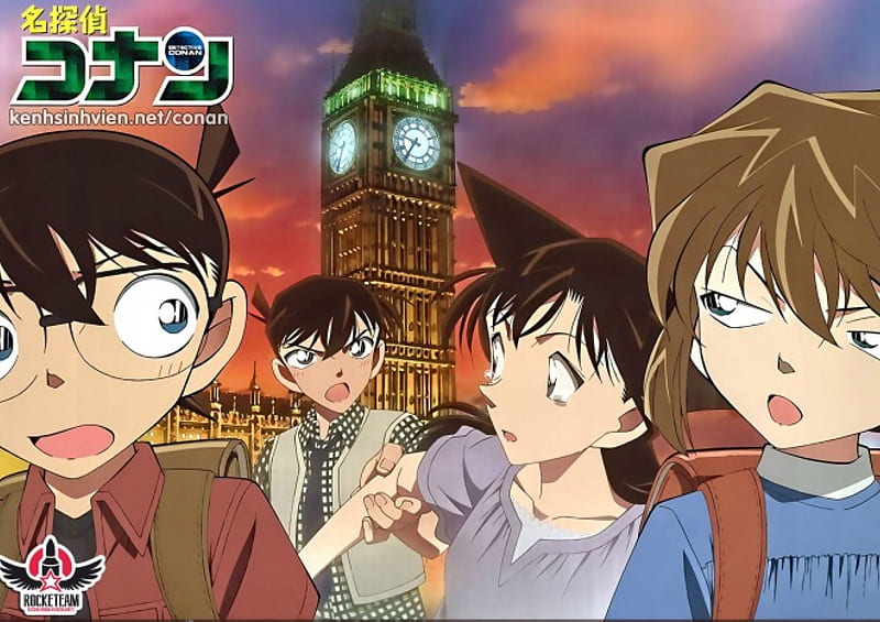 Detective Conan, Ran Mouri, Haibara Ai, Female, Male, Cute, Shinichi Kudo, Conan Edogawa, Clock Tower, Megane, HD wallpaper