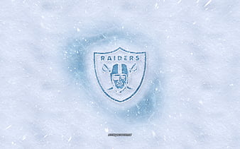 Oakland Raiders logo, American football club, winter concepts, NFL, Oakland Raiders ice logo, snow texture, Oakland, California, USA, snow background, Oakland Raiders, American football, HD wallpaper