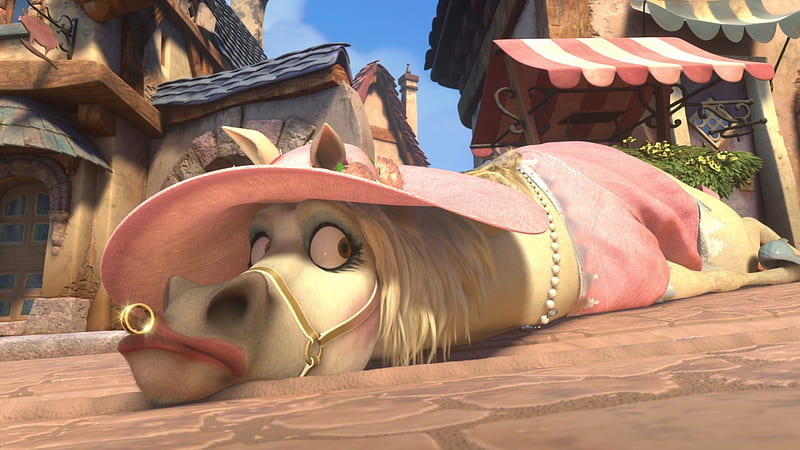 Tangled ever after (2012), movie, max, horse, hat, tangled ever after, funny, ring, pink, disney, HD wallpaper
