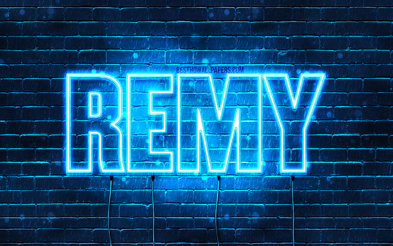 Remy with names, horizontal text, Remy name, blue neon lights, with Remy name, HD wallpaper