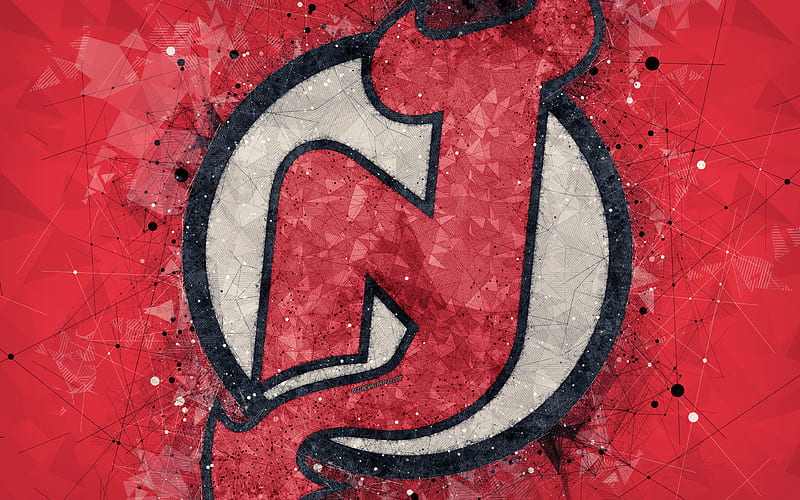 New Jersey Devils American hockey club, creative art, logo, emblem, NHL, geometric art, red abstract background, hockey, Newark, New Jersey, USA, National Hockey League, HD wallpaper