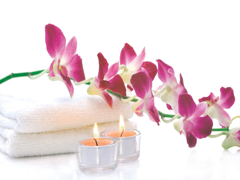 Spa, Candles, Orchid, Towels, HD wallpaper | Peakpx