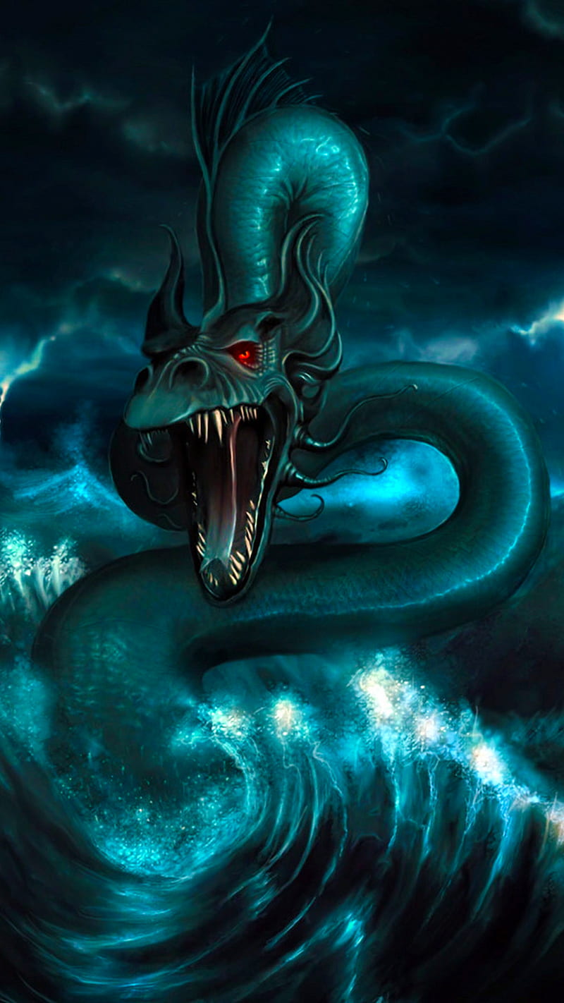Sea Serpent, dragon, gothic, sea creature, HD phone wallpaper