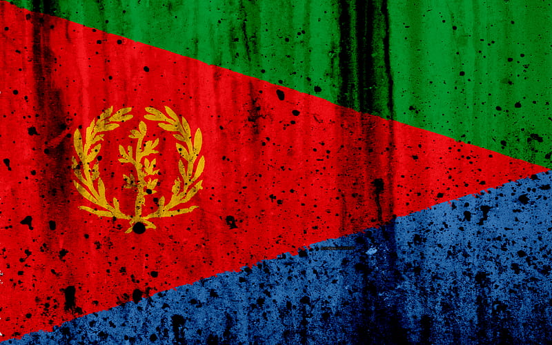 Eritrea flag grunge, flag of Eritrea, Africa, Eritrea, national symbols, Eritrea national flag, HD wallpaper
