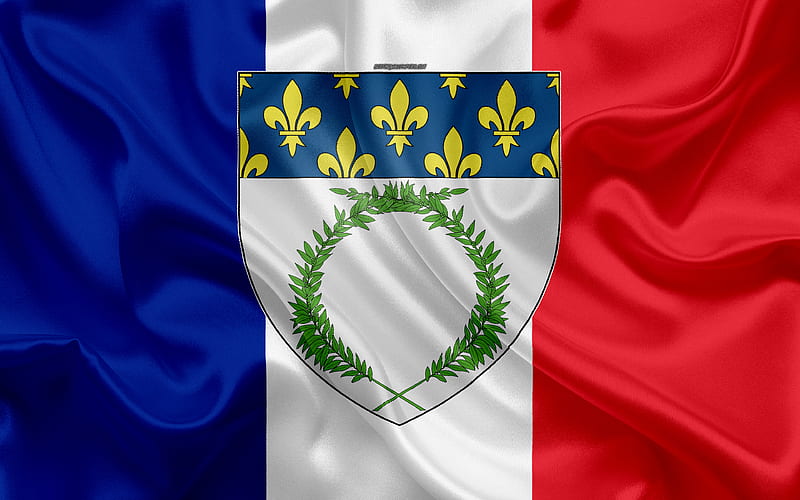 Coat of Arms of Reims Flag of France, silk texture, French city, Reims, France, symbolism, French flag, Europe, HD wallpaper