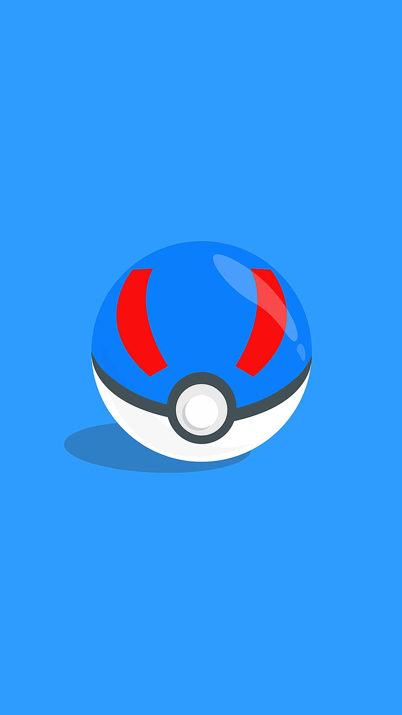 Greatball, Francisco, blue, clean, great, illustration, pokemon, pokemongo, red, HD phone wallpaper