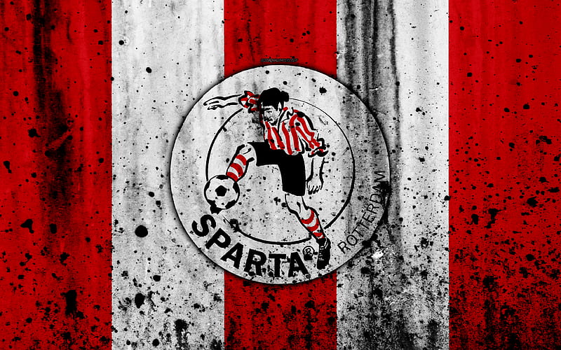 FC Sparta Rotterdam Eredivisie, grunge, logo, soccer, football club, Netherlands, Sparta Rotterdam, art, stone texture, Sparta Rotterdam FC, HD wallpaper