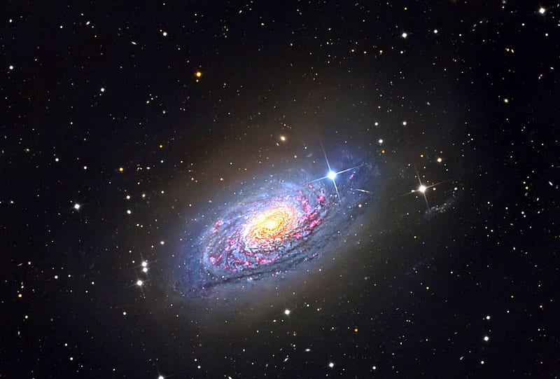 Messier 63: The Sunflower Galaxy, stars, cool, space, fun, galaxy, HD wallpaper