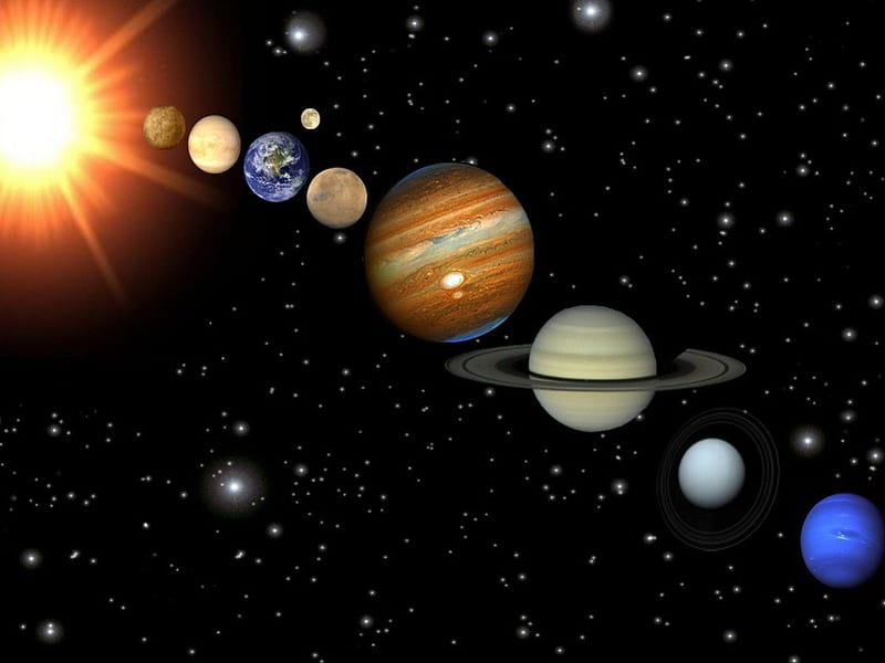 The Solar system, moon, sun, the planets, solar system, earth, HD wallpaper
