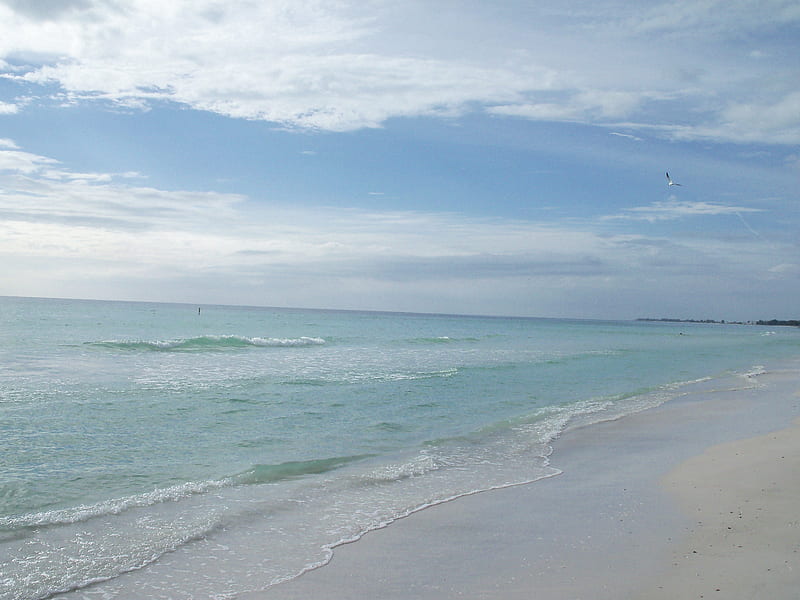 ~Longboat Key~Sarasota, Florida~, crystal clear water, ocean, bonito, waves, sky, beach, florida, sand, nature, HD wallpaper