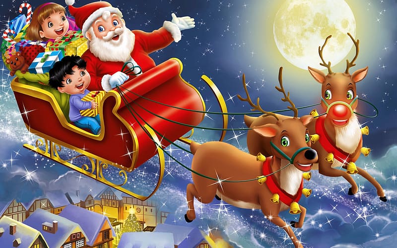 Christmas Santa With Sleigh Background​ High Quality And Transparent PNG Clipart, Christmas Sled, HD wallpaper