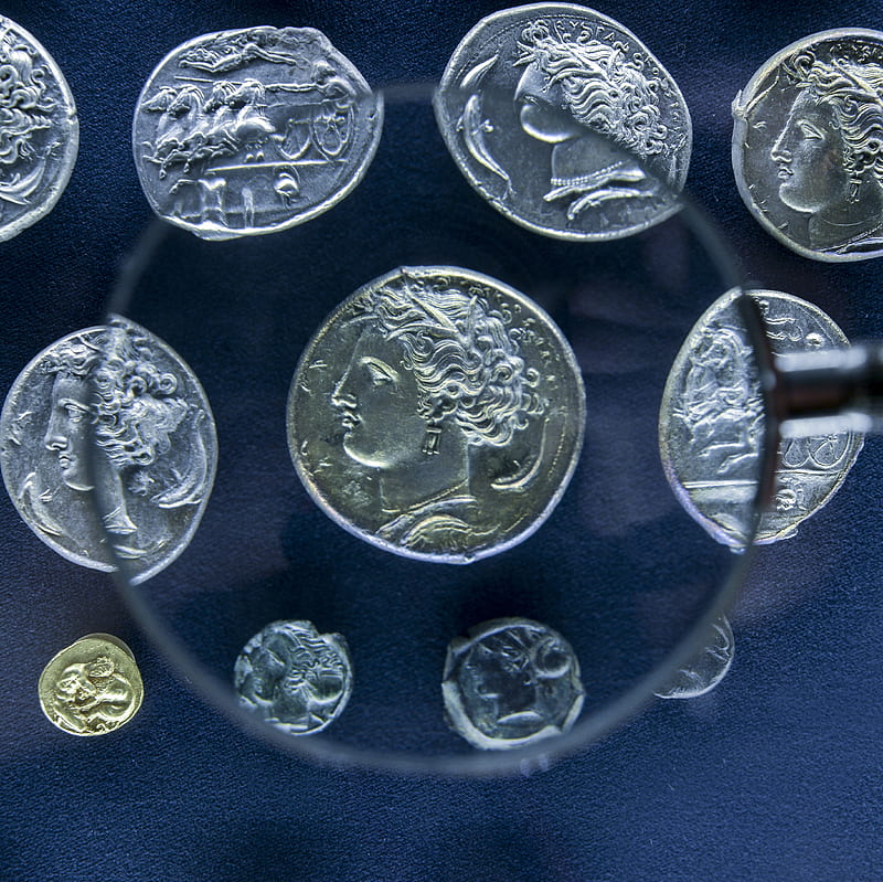 Greek old coins, cash greek, pfurman, HD wallpaper