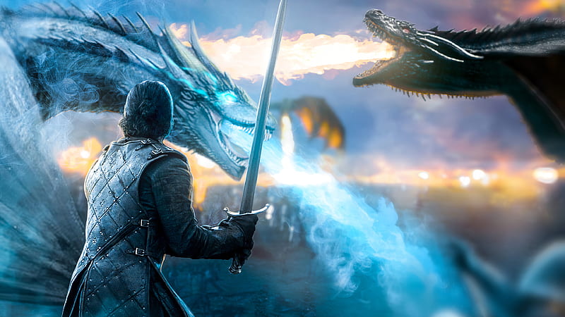 Jon Snow Game Of Thrones Dragon, jon-snow, game-of-thrones, tv-shows, artwork, artstation, dragon, HD wallpaper