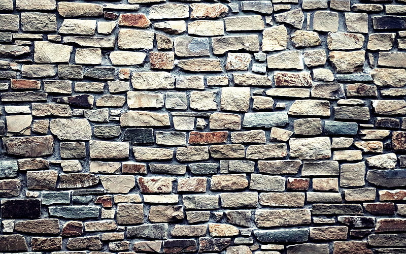 decorative stone wall gray brickwall, macro, gray stones, bricks textures, decorative stones, gray stones wall, stones, gray stones background, decorative stone texture, HD wallpaper